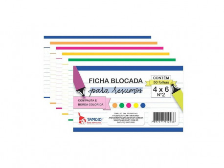 FICHA 4X6 PAUTADA N.2 10X15 CORES C/50