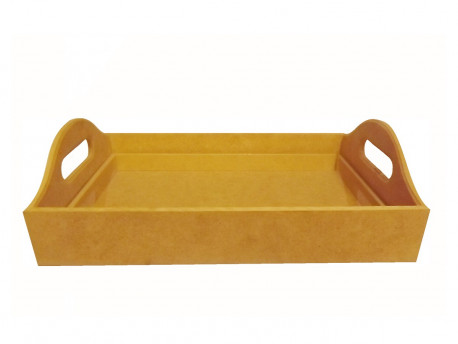 BANDEJA MDF 30X21X9CM.COM VIDRO PEQUENO