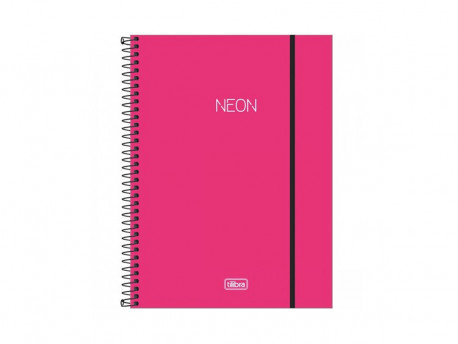 CADERNO UNIV. 80F.1M.NEON C/ELAST.PK.PP.