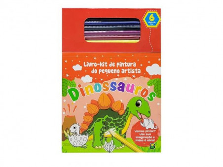 LIVRO KIT PINTURA DINOSSAUROS C/6 LAPIS