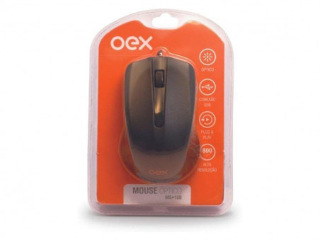 MOUSE USB OPTICO PRETO 1200DPI OEX MS100