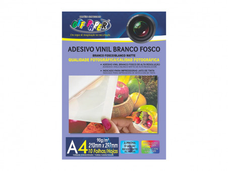 VINIL BRANCO ADESIVO  90G.A4 10F.FOSCO