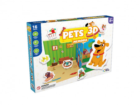 JOGO MEMORIA PETS 3D 16 PECAS